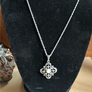 925 marcasite & pearl antique necklace